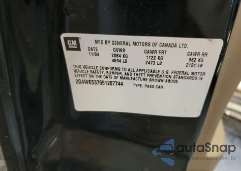 2005 Buick Lacrosse Cxs из США, поврежденный, VIN 2G4WE537651207744